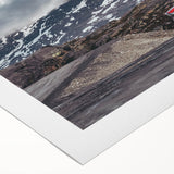 Art deco poster featuring vintage trucks in muted earth tones on rolled canvas, suitable for dining room decor.