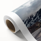 Art deco style poster of colorful trucks on rolled canvas, ideal for nursery wall art.