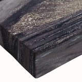 Black and white landscape painting of trucks on a stretched canvas, ideal for bedroom wall art.