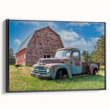 Black and white framed canvas featuring a vintage truck, ideal for bedroom wall decor in a minimalist style.
