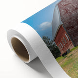 Art deco style poster of colorful trucks on rolled canvas, ideal for nursery wall art.