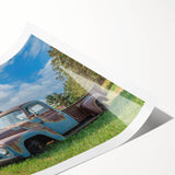 Extra large wall art featuring a line art design of trucks, printed on rolled canvas, suited for large living room decor.