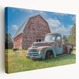 Side view of a colorful truck on a stretched canvas, ideal for kitchen wall decor.