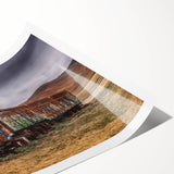 Extra large wall art featuring line art flowers in muted green and beige, on a rolled canvas.