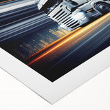 Extra large rolled canvas featuring a collection of vintage trucks in muted earth tones.