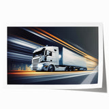 Rolled print of assorted trucks in a minimalist style, using muted earth tones, suitable for art wall dining room.