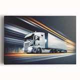 Black and white illustration of vintage trucks on a large stretched canvas, suitable for kitchen wall art.