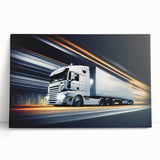 Black and white photo of vintage trucks on stretched canvas, ideal for kitchen wall art.