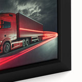 Black wall art featuring a close-up of colorful, textured trucks on a large framed canvas, suitable for living room decor.