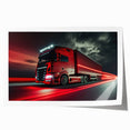Rolled print of vibrant trucks in various colors, suited for art wall dining room or large bathroom décor.