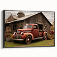 Black and white framed canvas featuring a vintage truck, ideal for bedroom wall decor.