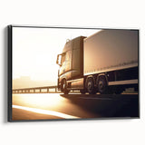 Black and white framed canvas featuring a vintage truck, ideal for bedroom wall decor.