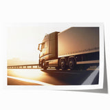 Rolled print of colorful trucks in a cartoon style, ideal for art wall dining room or playful bathroom decor.