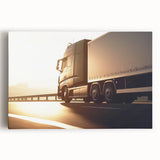 Black and white print of vintage trucks on a large stretched canvas, suitable for kitchen wall art.