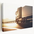 Side view of a vintage truck in muted green and cream tones on a stretched canvas, suitable for kitchen wall art.