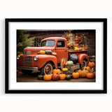 Abstract art print featuring colorful, textured trucks on a large canvas, ideal for living room decor.
