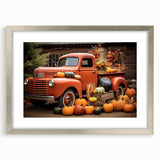 Textured art print featuring abstract trucks in muted gray and blue tones on a framed poster, ideal for modern bedroom decor.