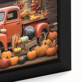 Extra large framed canvas featuring textured, colorful art of trucks in black, ideal for living room decor.