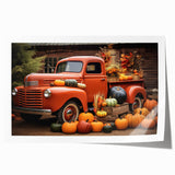 Extra large rolled print featuring a detailed illustration of vintage trucks in muted earth tones.