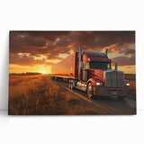 Large black and white stretched canvas featuring a collection of vintage trucks, ideal for kitchen wall art or bedroom decor.