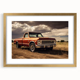 Extra large abstract art print of colorful trucks, textured finish on framed canvas, ideal for living room decor.