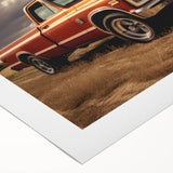 Art deco poster featuring a streamlined truck in silver and black tones on rolled canvas, suitable for dining room decor.