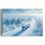 Black and white stretched canvas featuring a collection of various trucks, ideal for kitchen wall art.