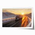 Rolled print of trucks in various colors, ideal for art wall dining room.