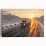 Black and white photo of vintage trucks on stretched canvas, ideal for kitchen wall art.