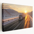Canvas print of a line of colorful trucks in a realistic style, suited for kitchen wall art.