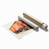 Extra large rolled print of floral trucks, featuring soft pastel shades.