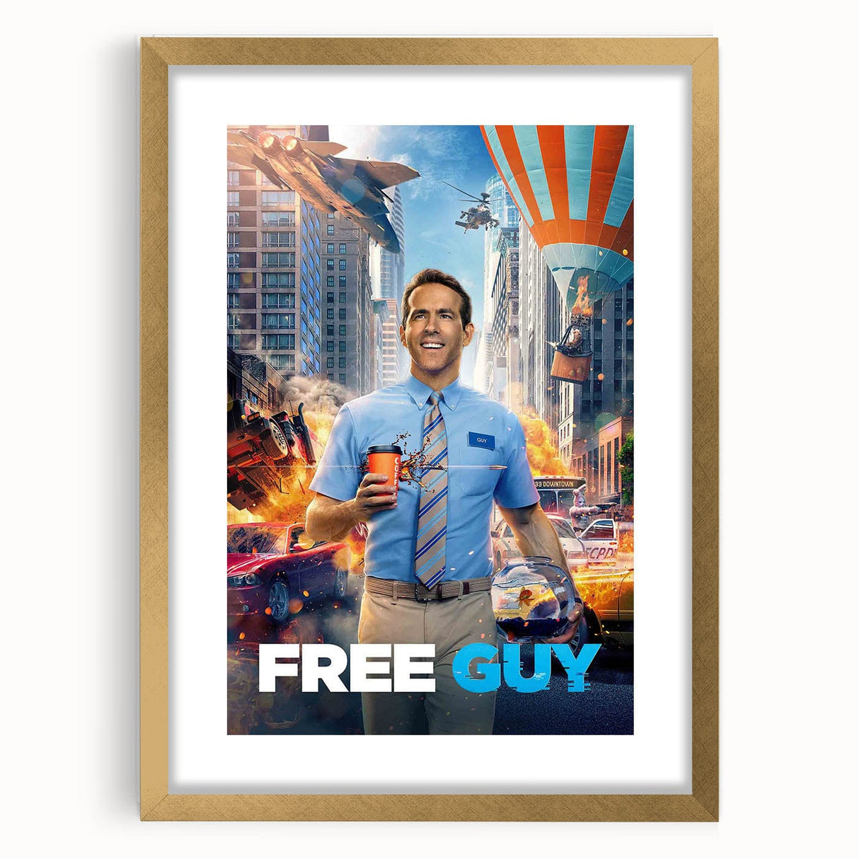 Free Guy 2020s Vintage Movie Poster Retro Action Comedy Art