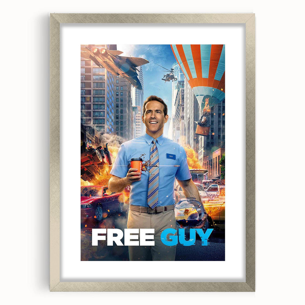Free Guy 2020s Vintage Movie Poster Retro Action Comedy Art