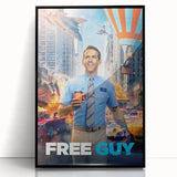 Free Guy 2020s Vintage Movie Poster Retro Action Comedy Art