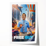 Free Guy 2020s Vintage Movie Poster Retro Action Comedy Art