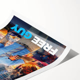 Free Guy 2020s Vintage Movie Poster Retro Action Comedy Art