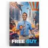 Free Guy 2020s Vintage Movie Poster Retro Action Comedy Art