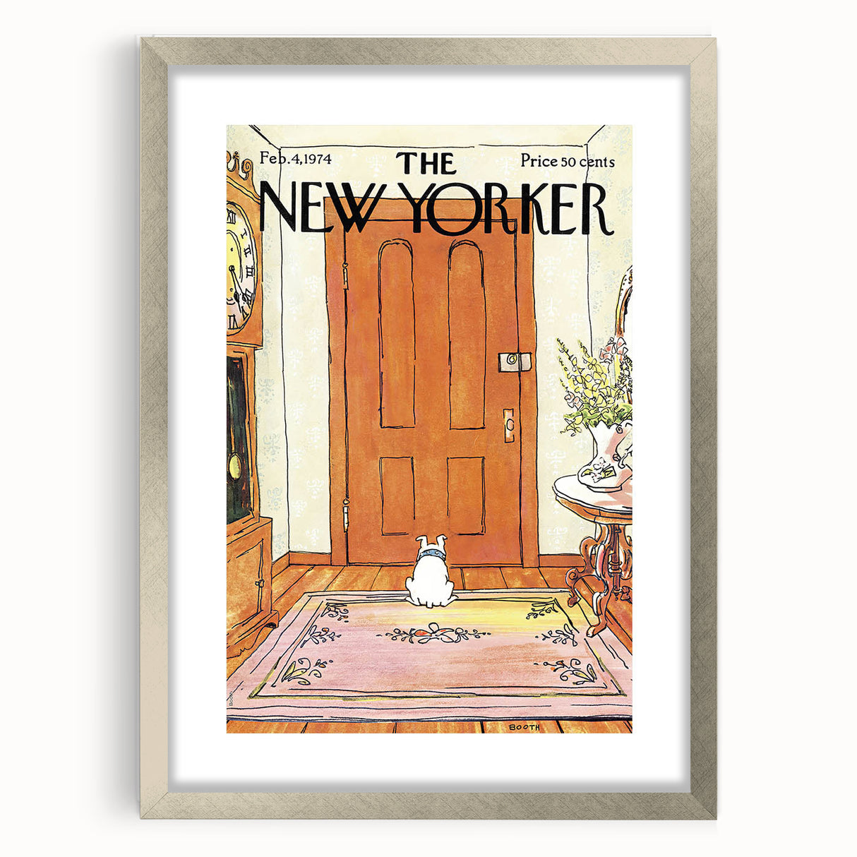 Vintage New Yorker Poster - Waiting Dog at the Door Wall Art Print