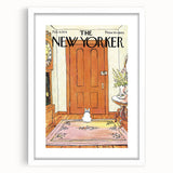 Vintage New Yorker Poster - Waiting Dog at the Door Wall Art Print