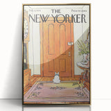 Vintage New Yorker Poster - Waiting Dog at the Door Wall Art Print
