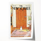 Vintage New Yorker Poster - Waiting Dog at the Door Wall Art Print