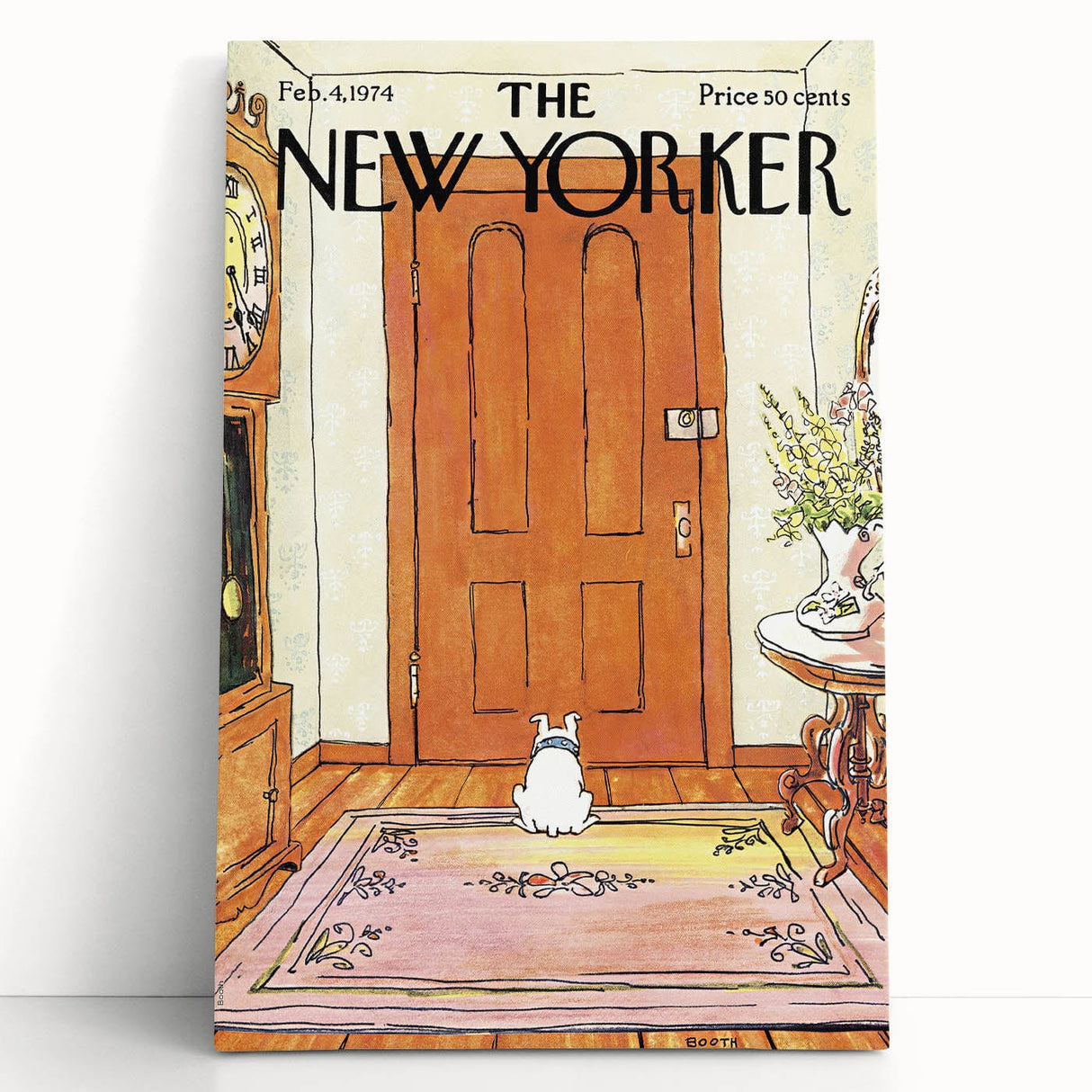 Vintage New Yorker Poster - Waiting Dog at the Door Wall Art Print