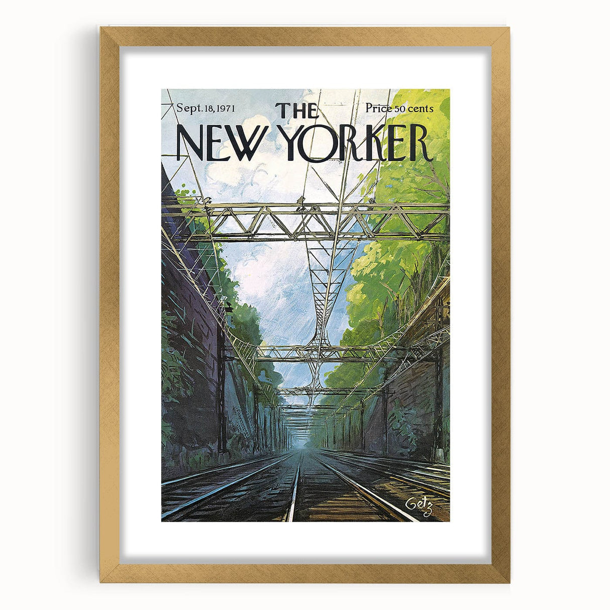 Vintage New Yorker Poster - Railroad Tunnel Scene Wall Art Print
