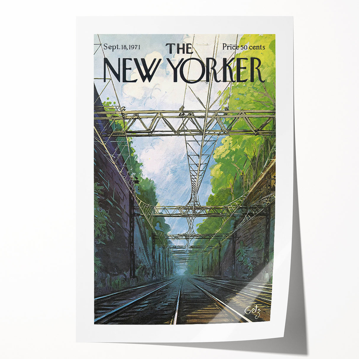 Vintage New Yorker Poster - Railroad Tunnel Scene Wall Art Print
