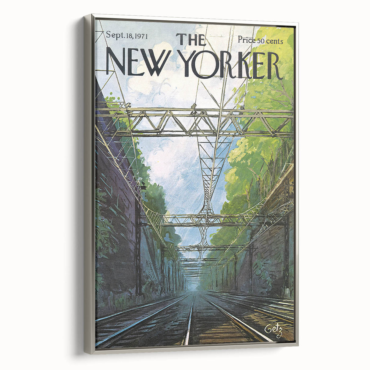 Vintage New Yorker Poster - Railroad Tunnel Scene Wall Art Print