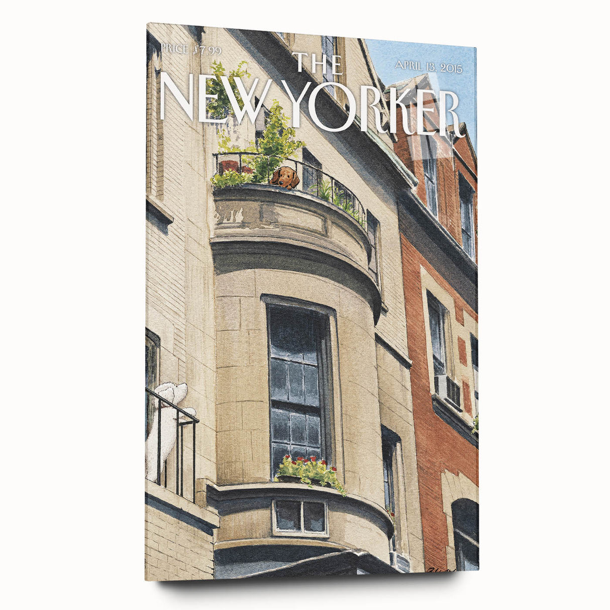 Vintage New Yorker Poster - Dog on Balcony Wall Art Print
