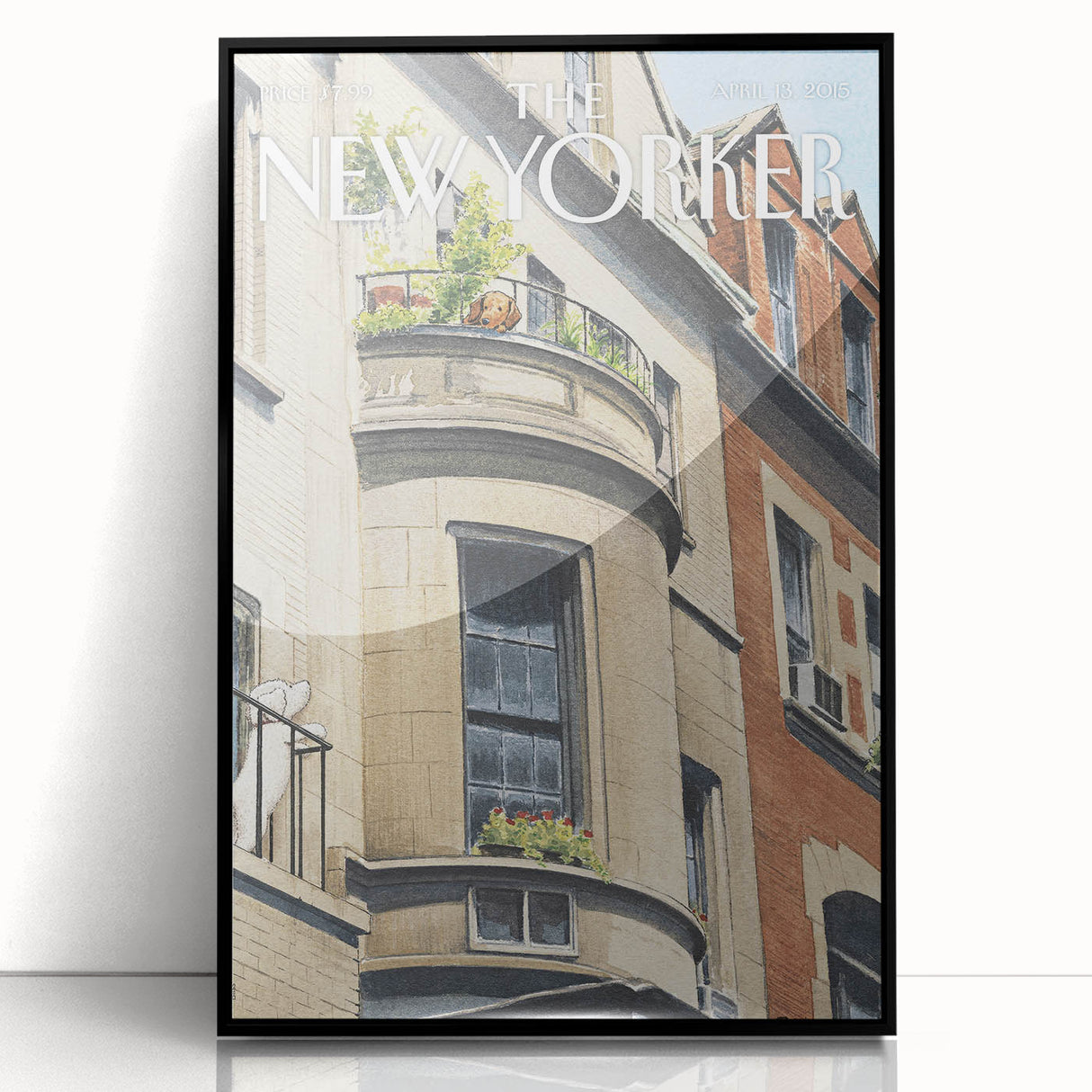 Vintage New Yorker Poster - Dog on Balcony Wall Art Print