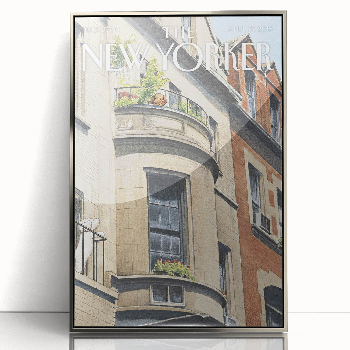 Vintage New Yorker Poster - Dog on Balcony Wall Art Print
