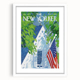 Vintage New Yorker Poster - American Flag on Balcony Wall Art Print