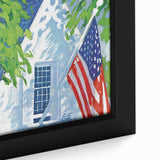 Vintage New Yorker Poster - American Flag on Balcony Wall Art Print